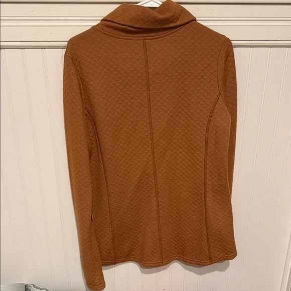 Kuhl Quilted Cowl Neck Sweater in Rust Brown - Picture 2 of 5